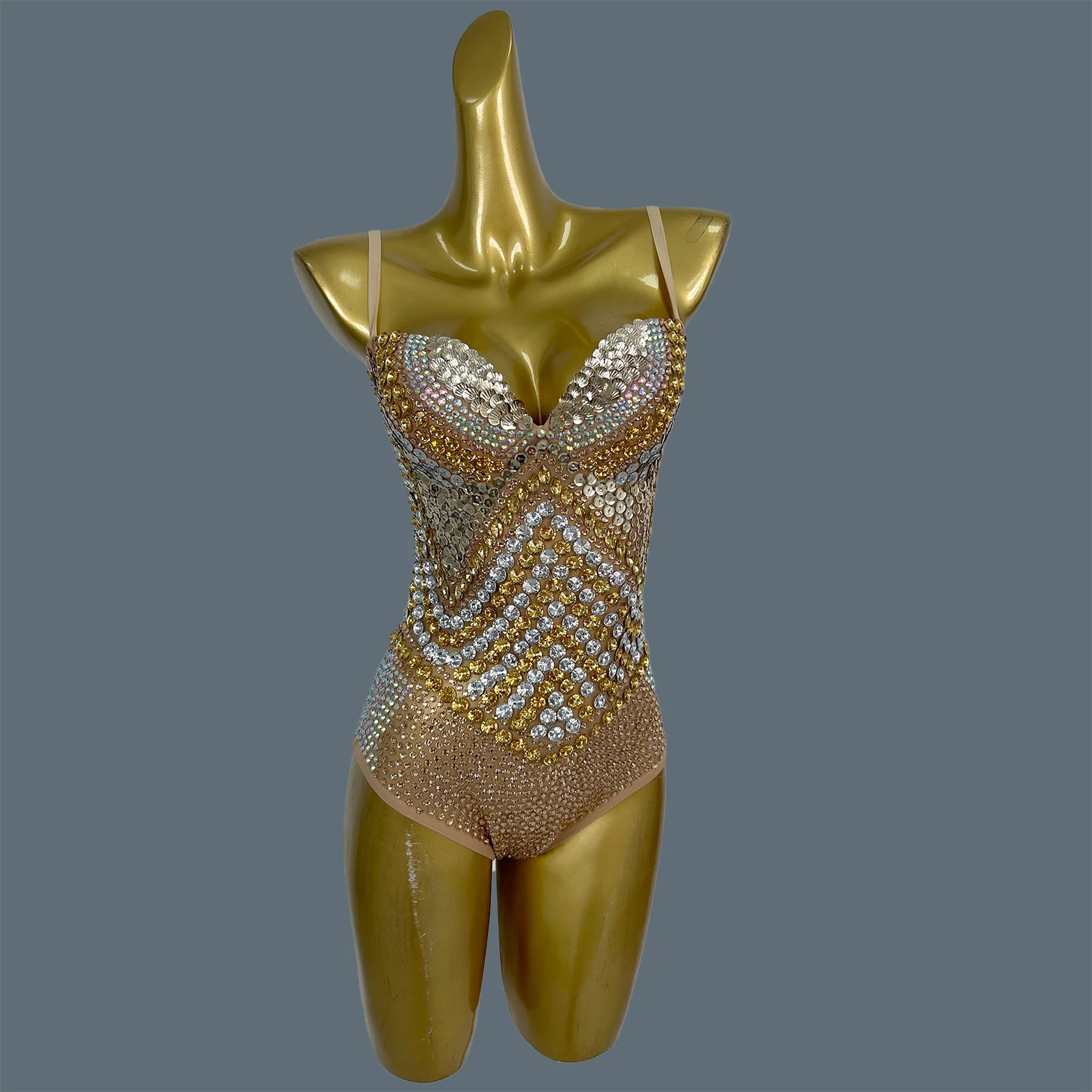 Luxury Copper & Gold off Shoulder Evening Dress with Rhinestone Detail Fitted for Parties and Proms