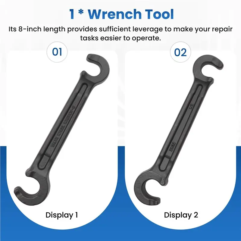 Y50A-Double Ended Valve Wheel Wrench Cast Steel Hand Valve Wheels Wrench 8In Valve Opening Closing Tool (1/2In And 21/32In)