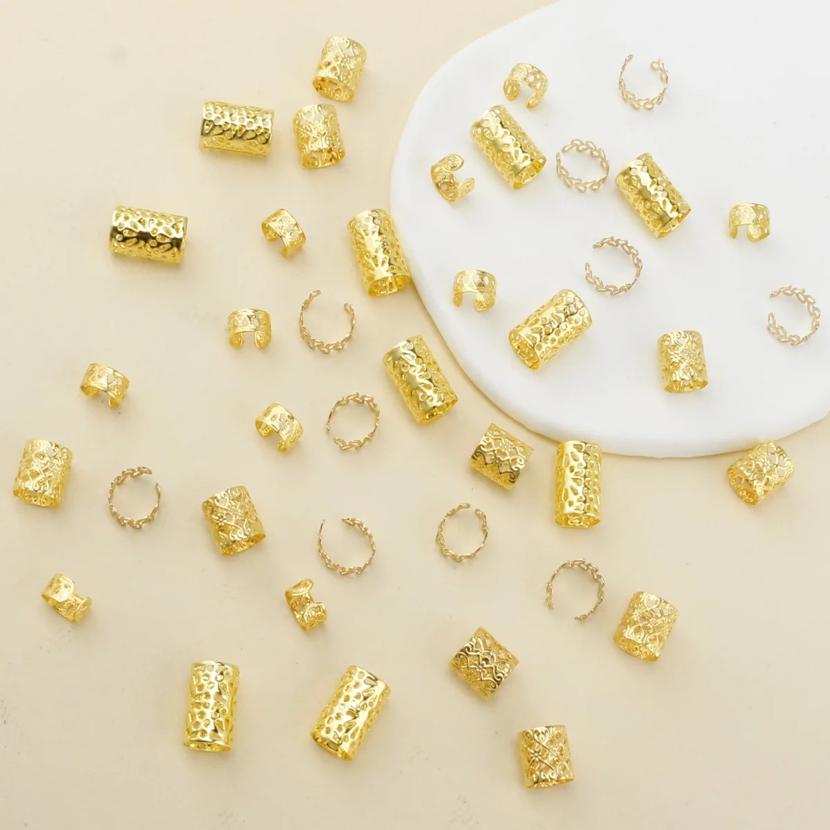 40 шт./пакет, золотой подсолнух, сделай сам, парик, дреды, кольца для волос-полые железные кольца для наращивания волос, набор аксессуаров для волос