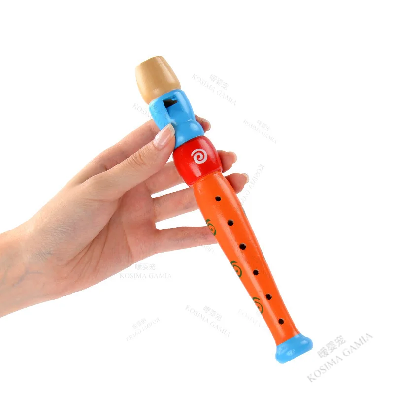 Kid Musical Wooden Flute Toy Instrument 6-Holes Recorder, Early Music Education Wooden Flute Musical for Kids’ Music Learning