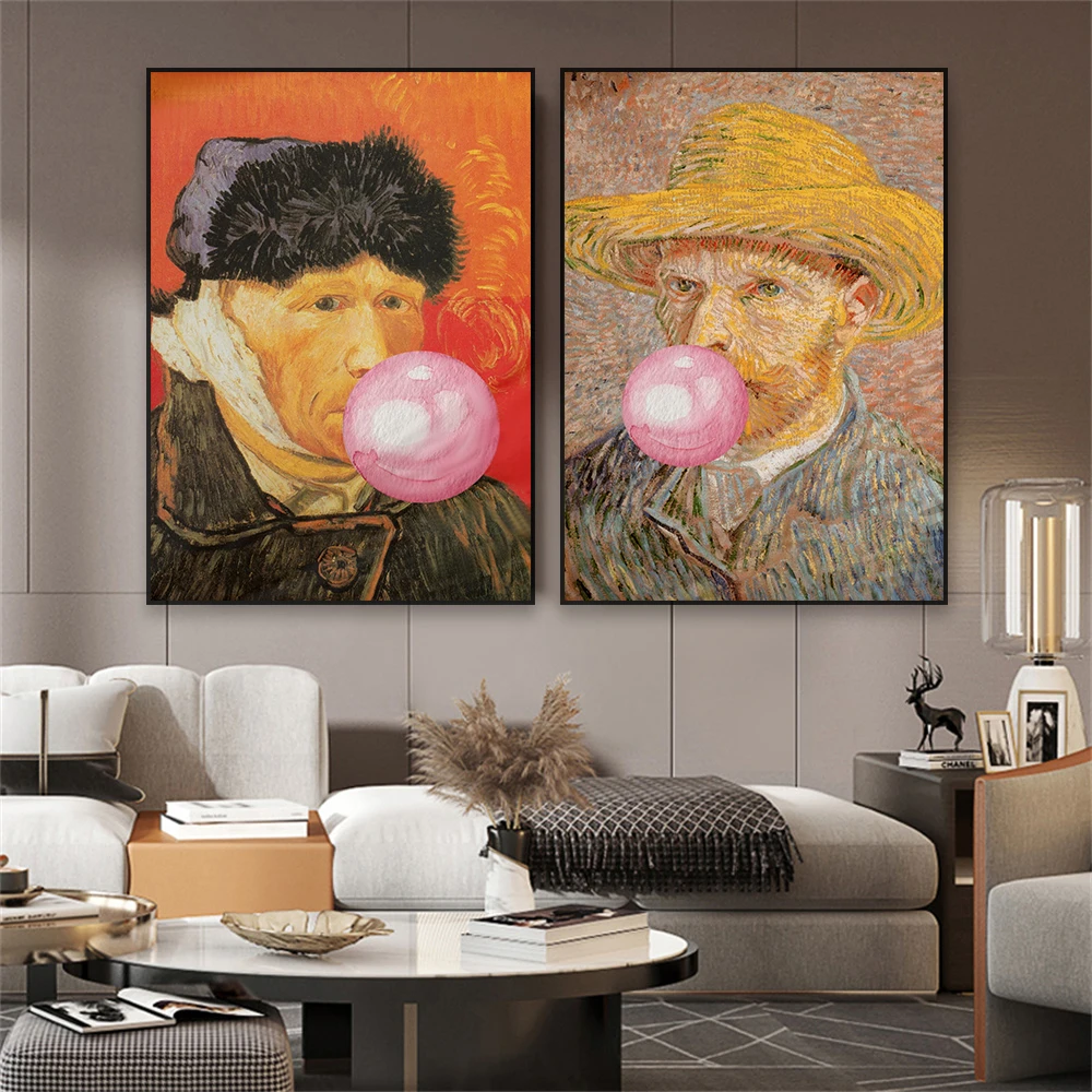 Van Gogh Oil Painting Wall Art Poster Funny Vintage Altered Abstract Print Classical Retro Canvas Painting Home Bedroom Decor