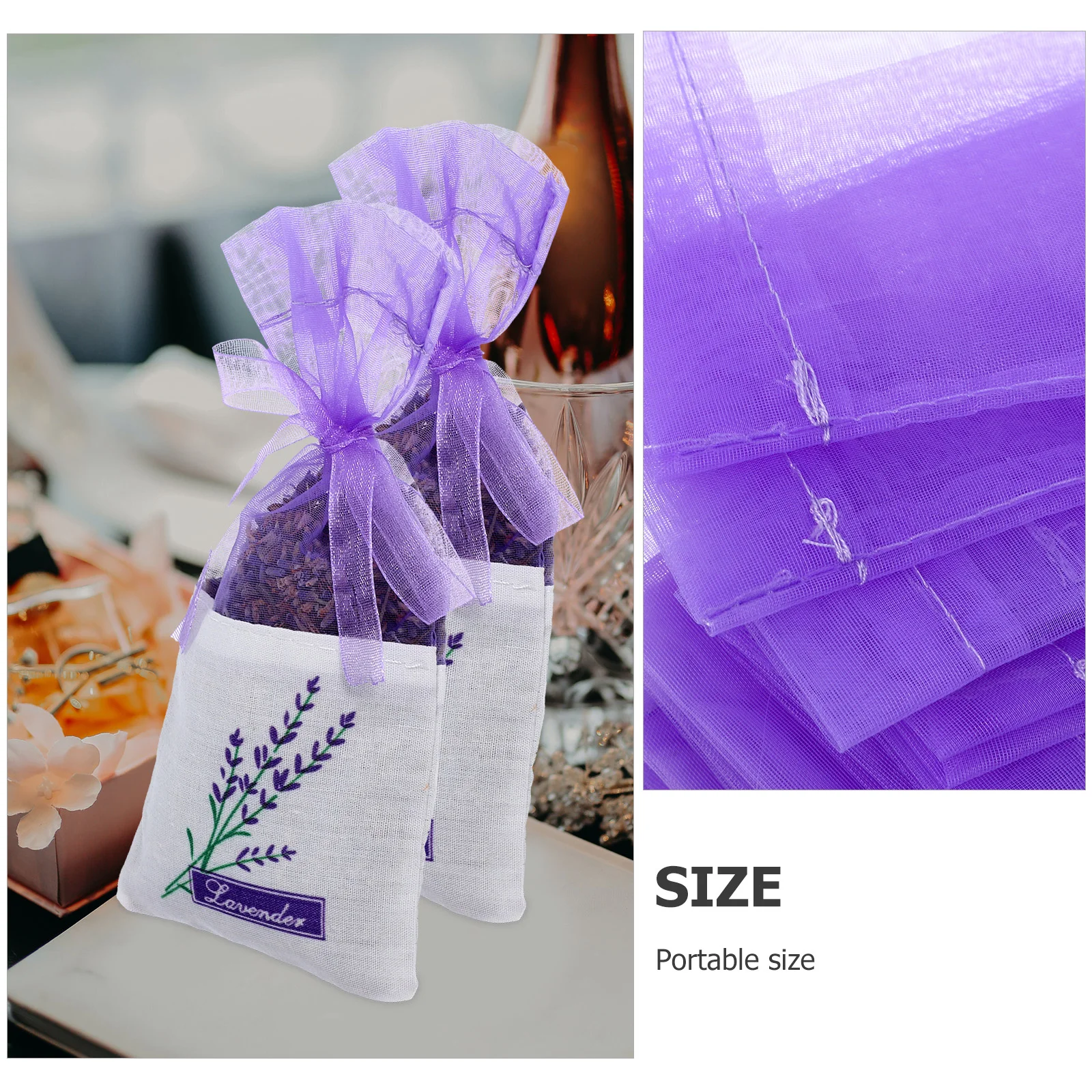 25 Pcs Lavender Sachets Small Gift Bags Drawstring Fragrance Pouches Wedding Favor Vintage Cotton ganza Repel Moths Wardrobe