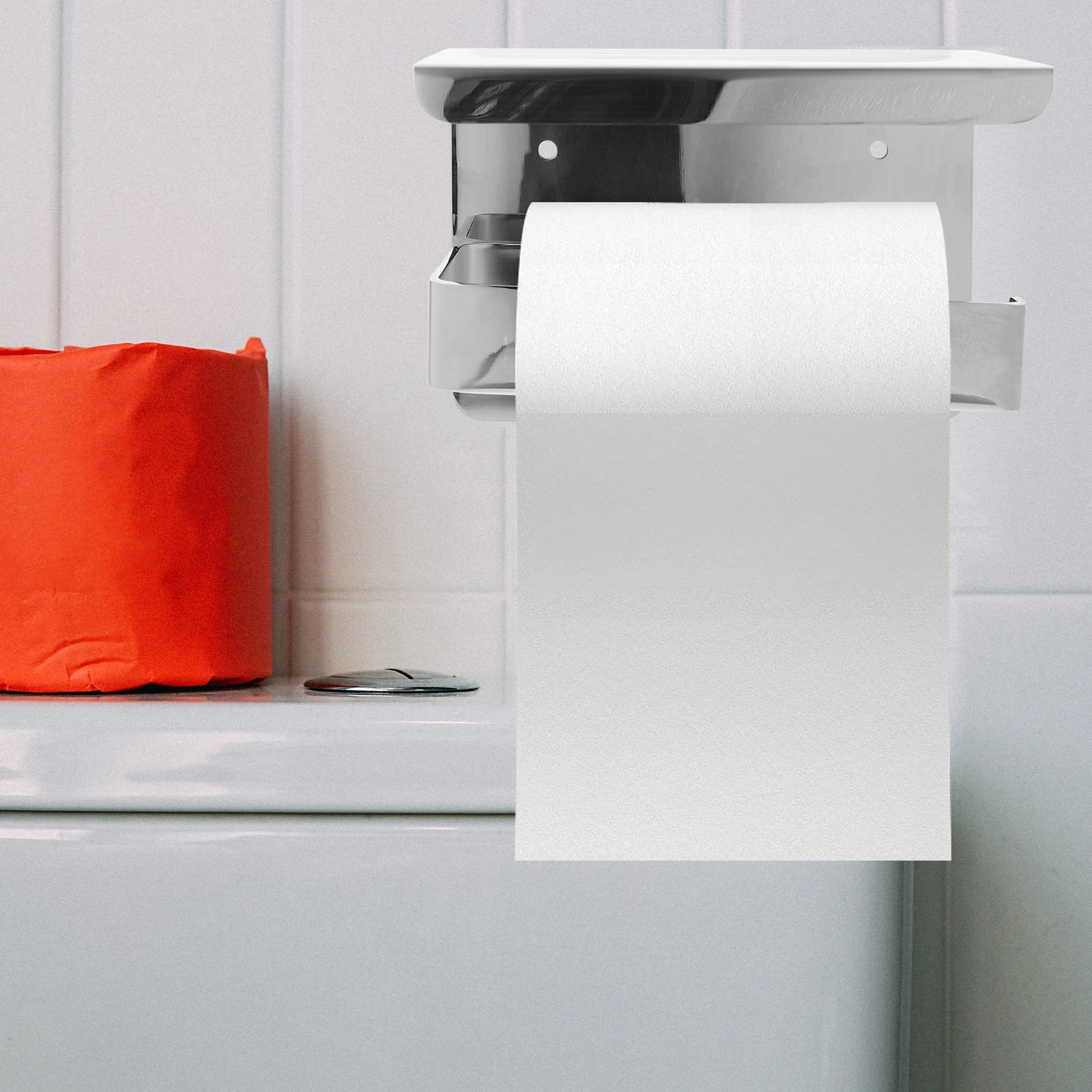 

Stainless Steel Toilet Paper Holder Wall Mounted Storage Rack For Bathroom Kitchen Phone Tissue Ashtray Glass Watch Rust