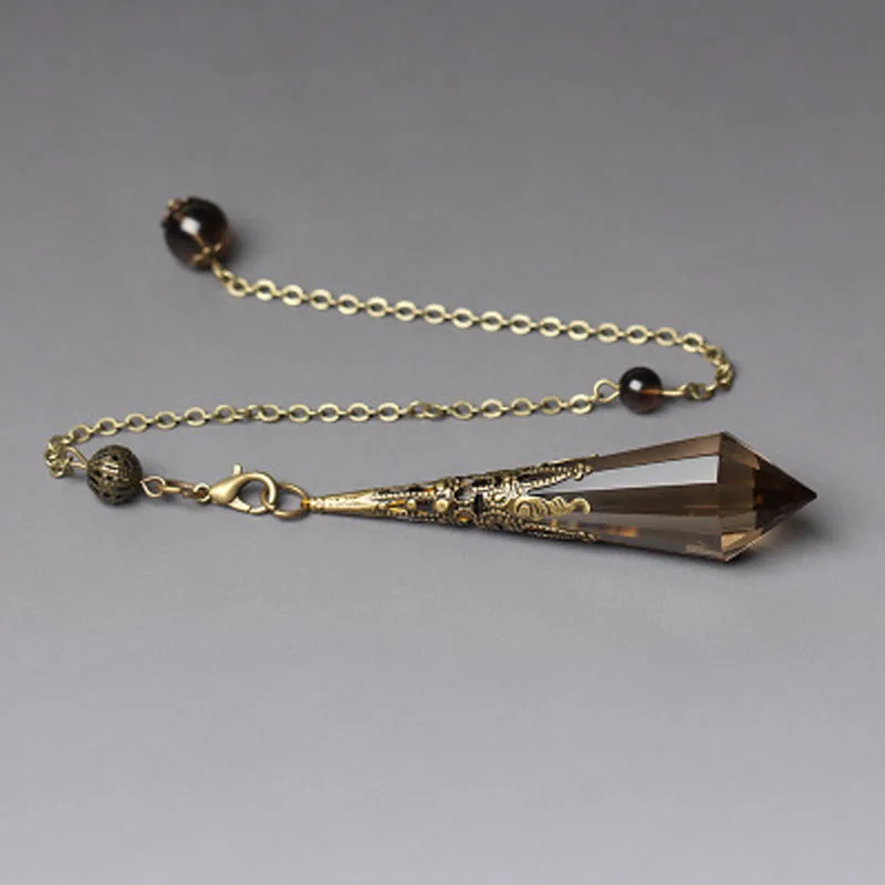 Gorgeous Antique Bronze Smoky Quartz Crystal Pendulum Dowsing Tool for Chakra Faceted Metaphysical Crystals Healings Stones