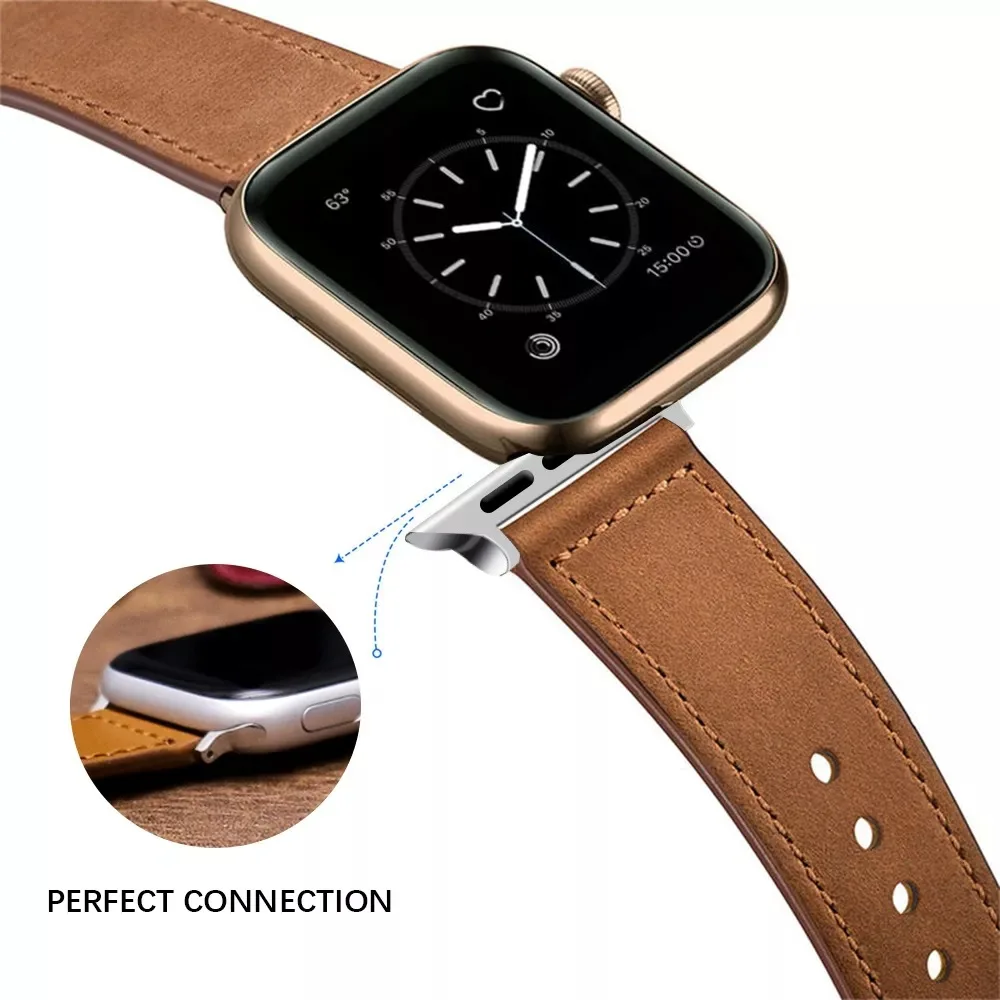 Pulseira de couro Para Apple Watch 44mm 42mm 38mm 40mm Para Apple Watch Acessórios iWatch SE 7 6 4 3 Pulseira