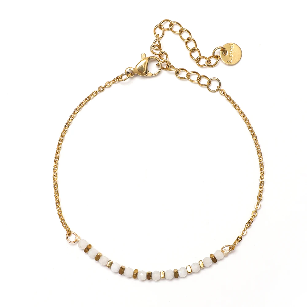 ZMZY Simple Korean Style Women Stainless Steel Jewelry Chain Small Natural Stone Tourmaline New In Cute Summer Friends Gifts