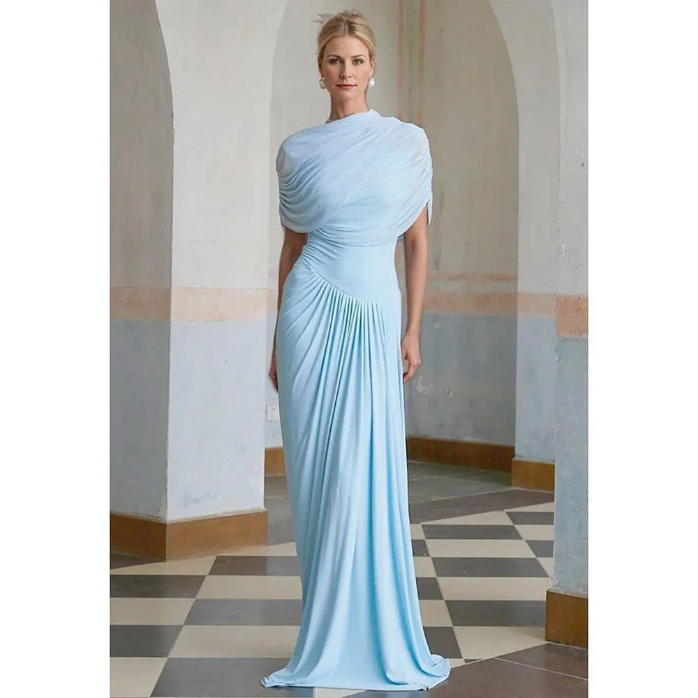 

Design Special Evening Dresses Asymmetrical Mermaid Half Sleeves Floor Length Sweep Train Banquet Celebrity Female Gowns Classic