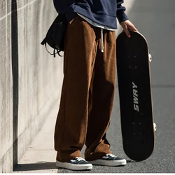 Mens Corduroy Pants Loose Straight Casual  Pants Elastic Waist Jogger Sweatpants Winter Men Sports Trousers Fashion Streetwear