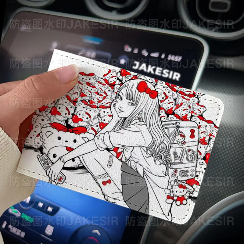 Tomie Junji Ito Hello Kitty Driver\'S License Cover protettiva in pelle Cartoon Cute Id Card Sleeve Anti Loss resistente all\'usura