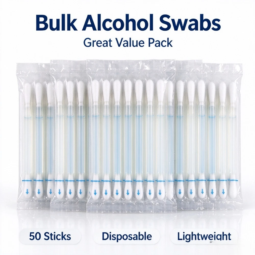 Disposable alcohol swabs, individually wrapped, 20pcs/100pcs, for outdoor adventure and daily household disinfection.