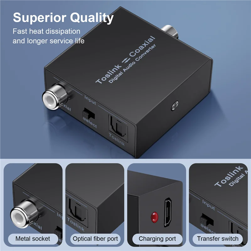 AS95-Digital Audio Konverter Bidirektionale RCA Digital Koaxial Zu Optische Toslink Konverter Optische SPDIF Toslink Zu Koaxial