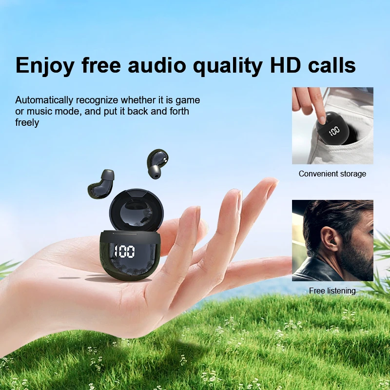 SK Mini headphones 5.3 wireless bluetooth headset small earbuds sleep work sports invisible HD HIFI bass sound quality earphones