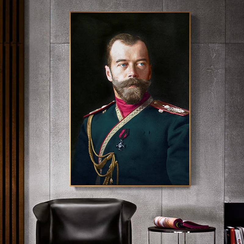 Tsar Nicholas II of Russia Portrait Poster Canvas Painting Wall Art Figure Picture Art Posters and Prints for Living Room Decor