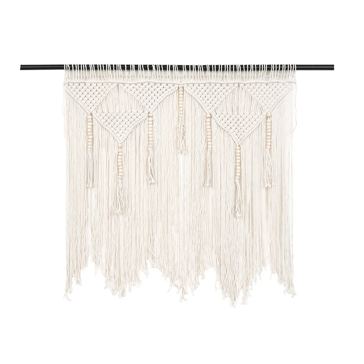 New A26P Macrame Wall Hanging Handwoven Bohemian Cotton Rope Boho Tapestry Home Decor Creamy-White