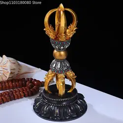 21cm Copper Brass Five-pronged Vajra Dorje and Base Tibet buddhism gokosho statue Tantra Faqi Large size