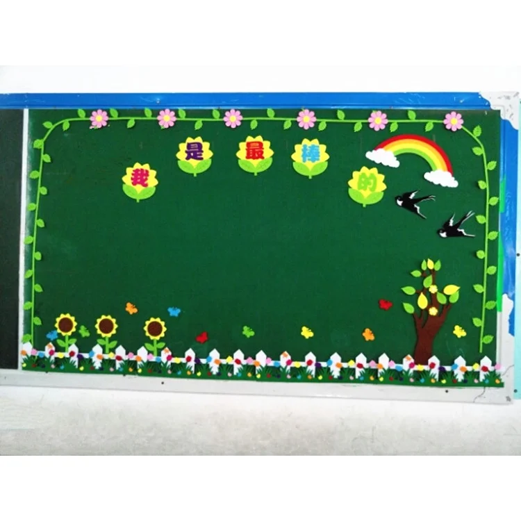 [LULU018]3D Foam Craft Cartoon Blackboard Wall Decor with Removable Wall Stickers for Classroom, School, and Home