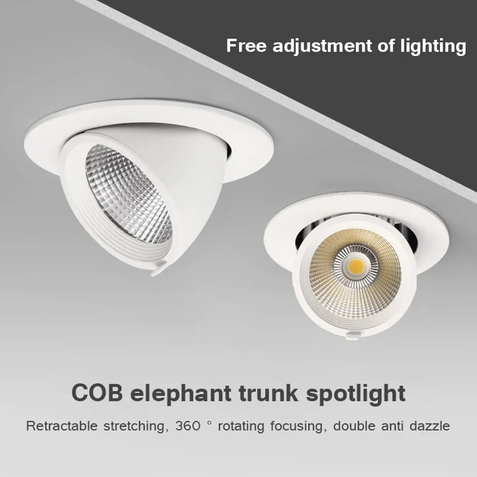 Spot lumineux LED encastrable pour le plafond, éclairage d'intérieur, lumière à intensité réglable, 7/12/18W, 220/110V