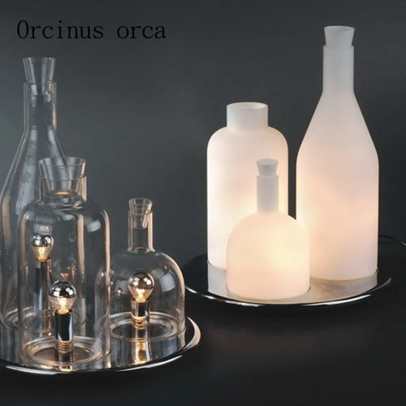 European style creative glass wine bottle table lamp living room bar bedroom modern simple desk decoration lamp free shipping