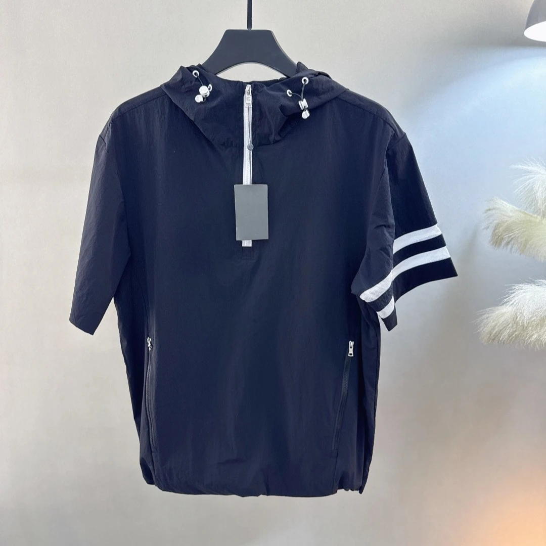 Men's Golf Zip-Up Stand Collar Hoodie 2026 Fall New Korean Style Short Sleeve Cooling QuickDry Breathable UV Protection