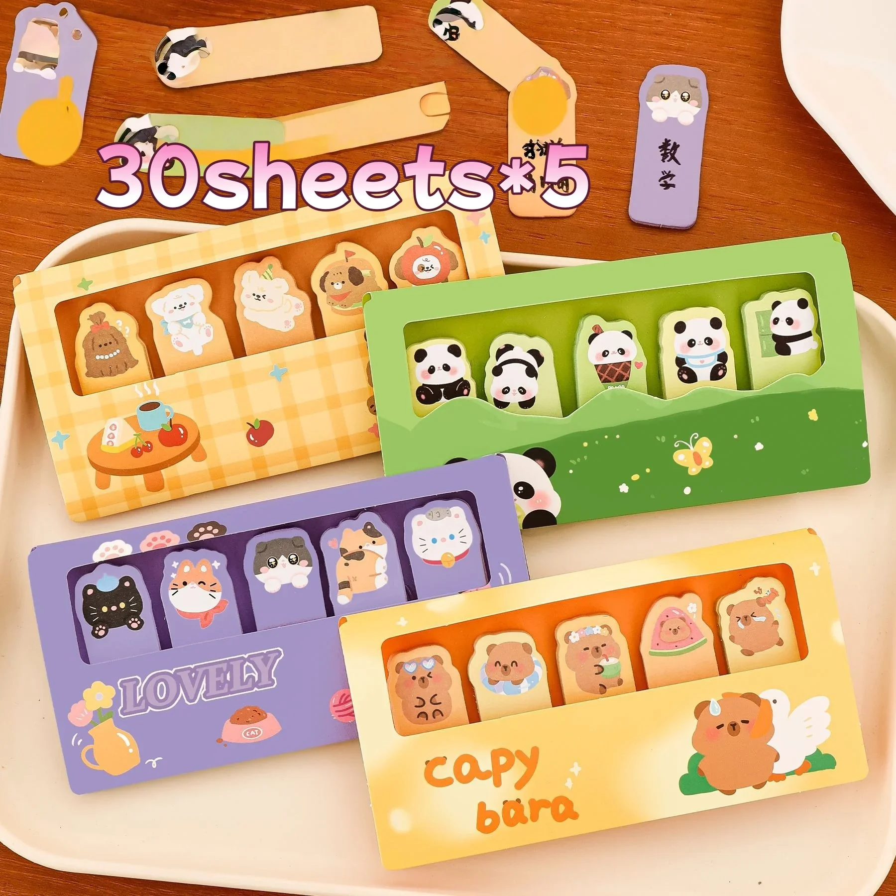 150/600 Lembar Stiker Indeks Kartun Catatan Tempel Lucu Label Kategori Perekat Diri Alat Tulis Belajar Siswa Memo Pad