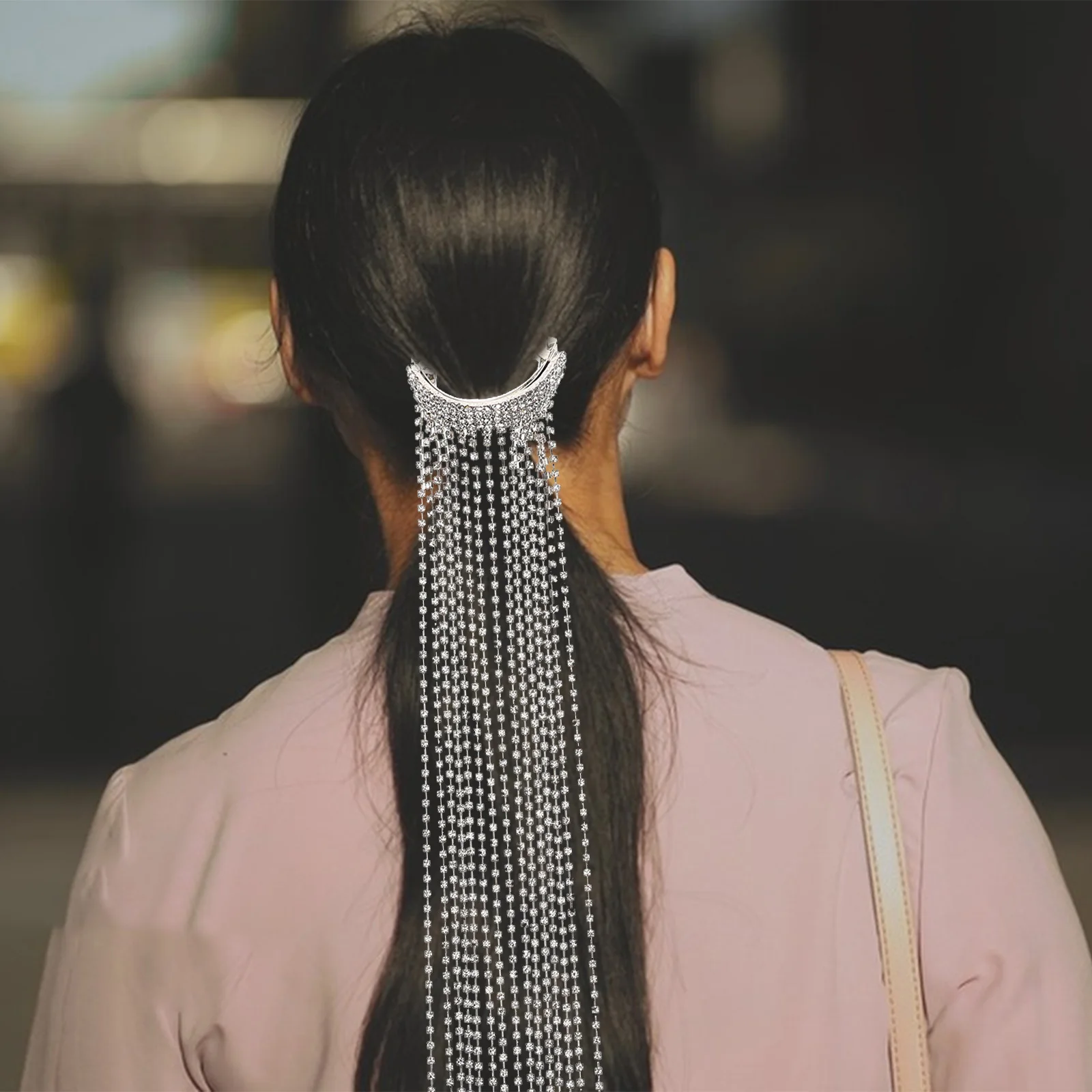 

Unique Sparkling Rhinestone Tassel Chain Headpiece for Women Pirate Costume Jewelry Accessories Long Dangle Decor