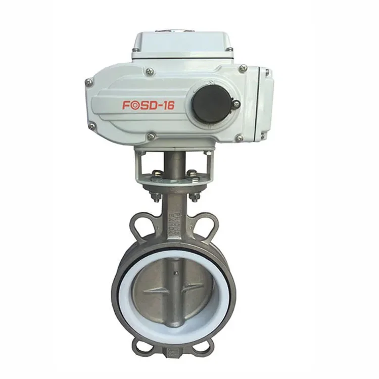 220VAC 4-20ma cast iron wafer electric butterfly valve electric air control valve