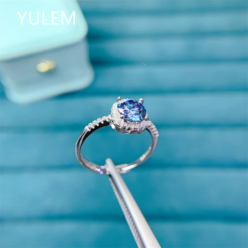 

Кольцо YULEM с муассанитом королевского синего цвета 1 карат, 6,5 мм, для женщин, для повседневного ношения, изысканные ювелирные изделия, подарок