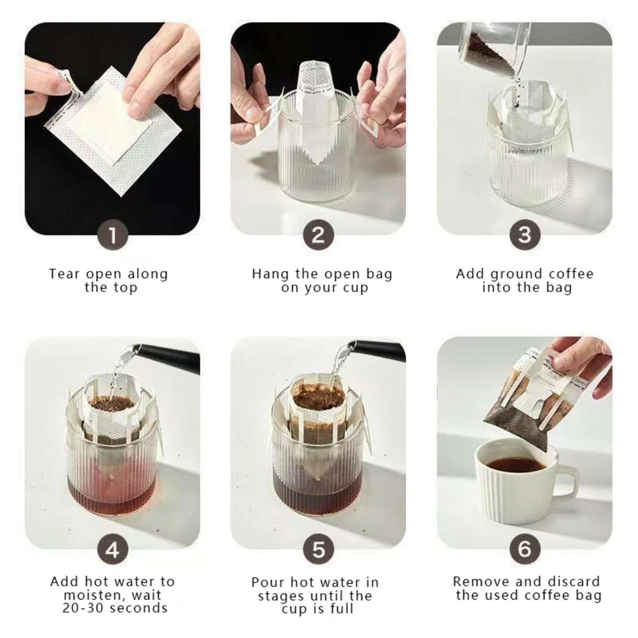 50 Pieces of Hanging Ear Coffee Filter Paper view 5