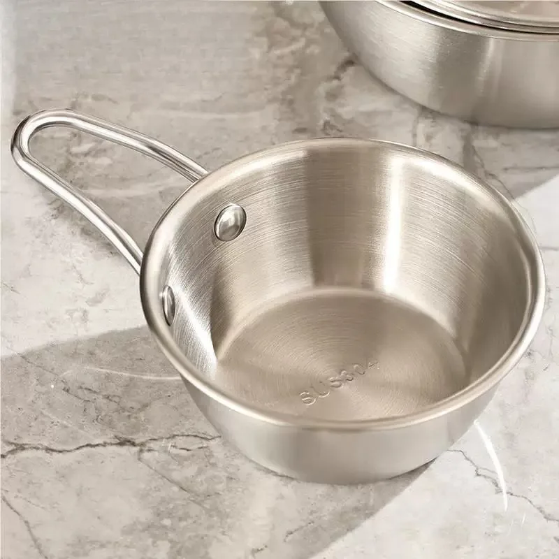 

Stainless Steel Small Bowl with Handle Food Grade Rice Wine Bowl Cold Soup Bowl Salad Bowl Korean Style Condiment Dish