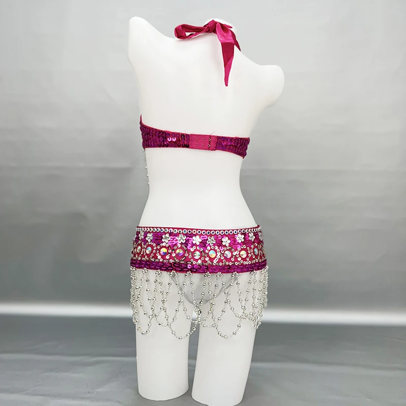 

New Women Belly Dance Costumes Bellydance Beaded Bra Belt Set Night Dance Wear Carnival Belly Dancing Suit Outfits Performance