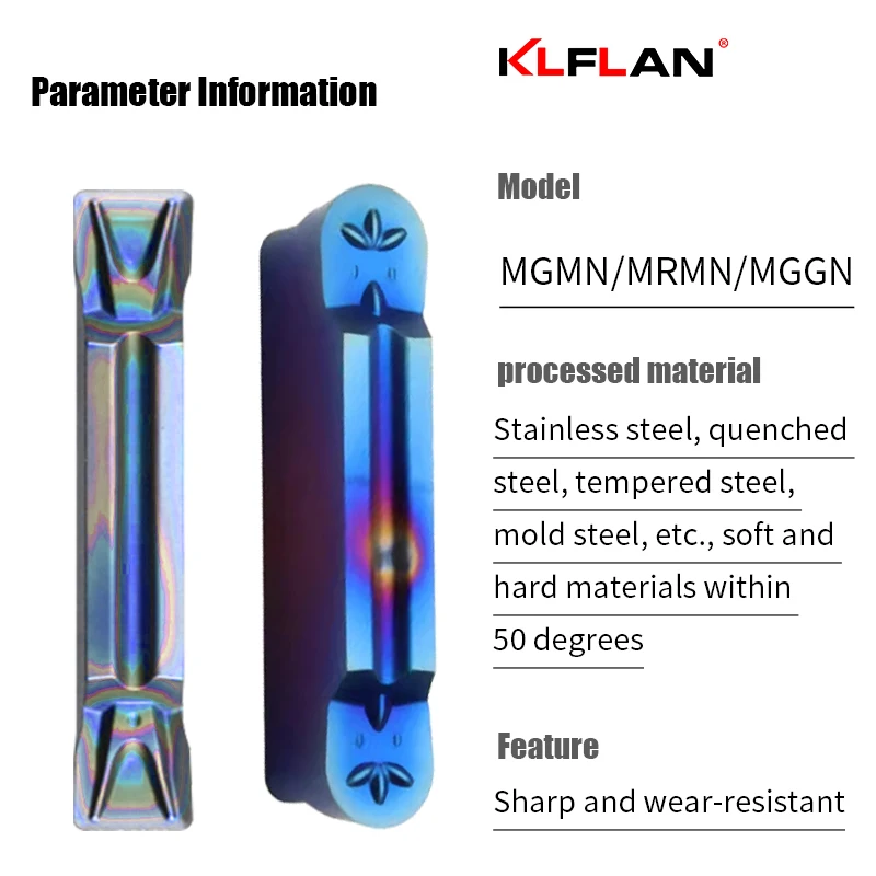 إدراجات خاصة من الفولاذ المقسى نانو أزرق GrooveCNC قطع وحز إدراجات MGMN MRMN MGGN إدراجات قوس مشطوفة عالية الصلابة #4