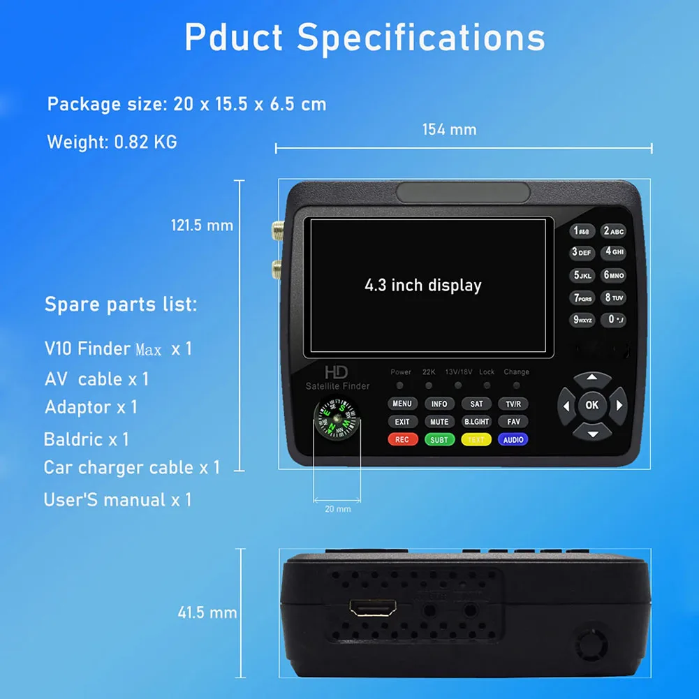 For Satellite Finder V10 Digital Meter with 8 Favorites Group Selections Channel Move Lock Skip Delete Rename Find Sort Options