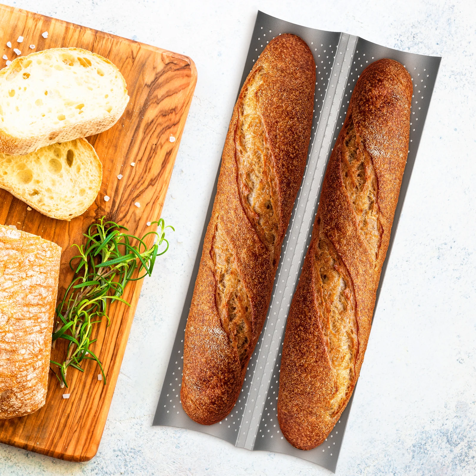 

Baking Tray Premium Non-Stick Wave Stick Mould For Bread Stick Kitchen Baking Tool Silver S Size