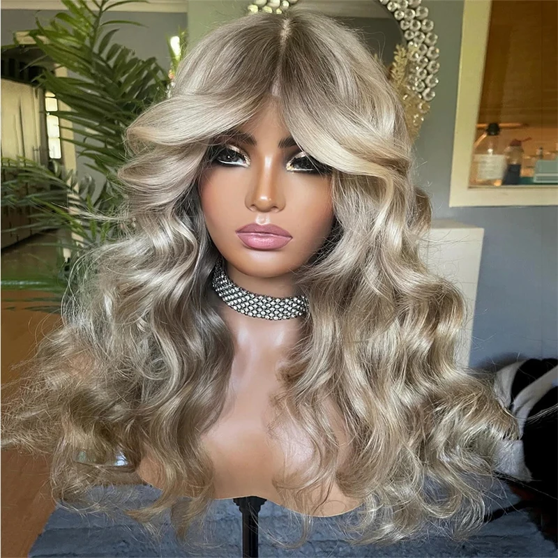 

Highlight Wig Human Hair Ombre Ash Grey Colored Lace Front Human Hair Wigs For Women Pre Plucked Straight Lace Frontal Wigs