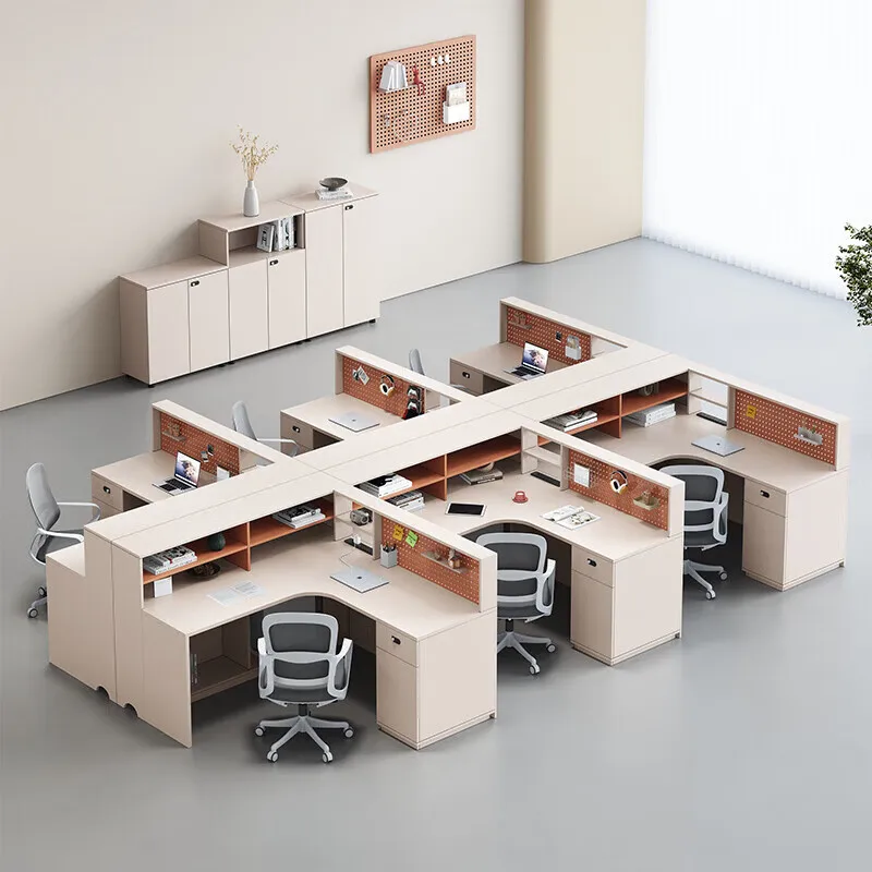 Light Luxury Desk Workbench Modern Office Card Space Office Station Staff Office Desk and Chair Combination