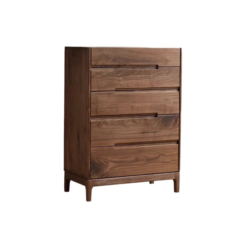 

Black walnut chest of drawers Nordic all solid wood chest of drawers Modern simple living room Bedroom storage