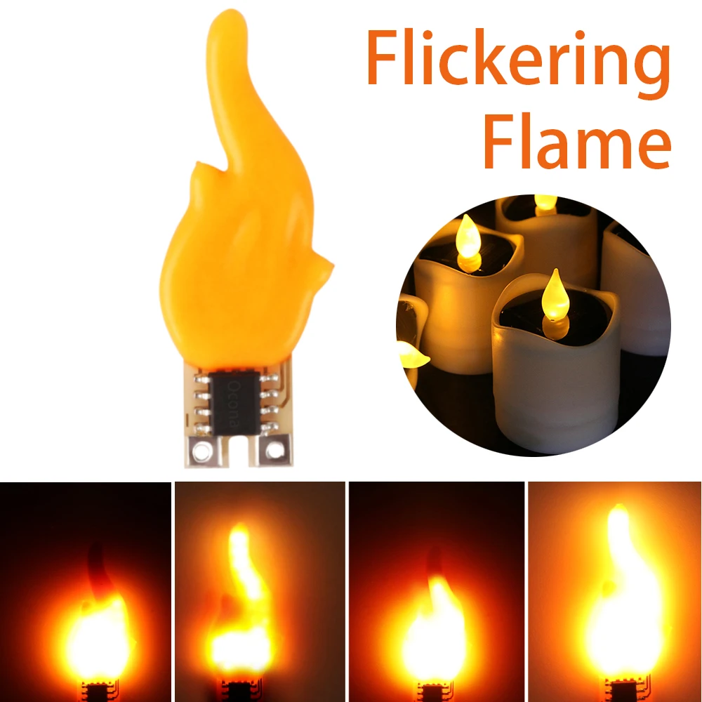 DC 3V realistyczne migoczące płomienie ognia chip knot dla majsterkowiczów świece LED 1800K Filament bezpłomieniowy akumulator świeca akcesoria świetlne