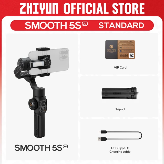ZHIYUN Official SMOOTH 5S AI Tracking Gimbal for Smartphone 3-Axis
