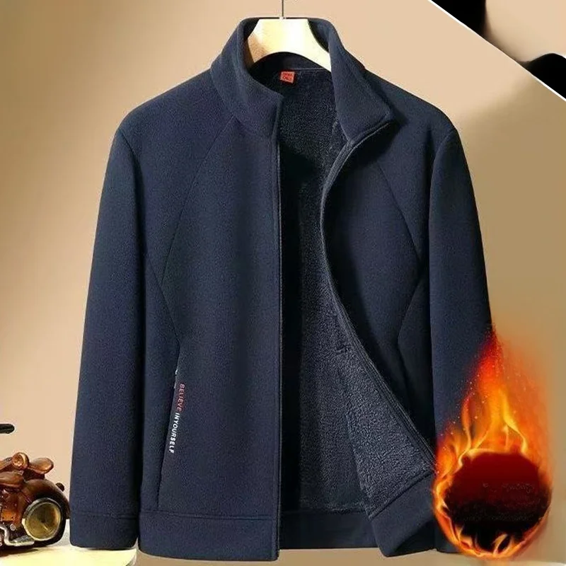 

Men's Fce Lined Hoodie Thiened Warm Casual Loose Fit Jaet Autumn Winter Polyester Fiber Stand Collar Zipper Closure Coat