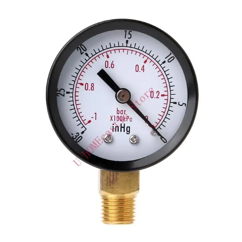 63HF Compound Pressure Vacuum Gauge Glycerine Filled -1/10Bar & 30 1/4 BSP Bottom