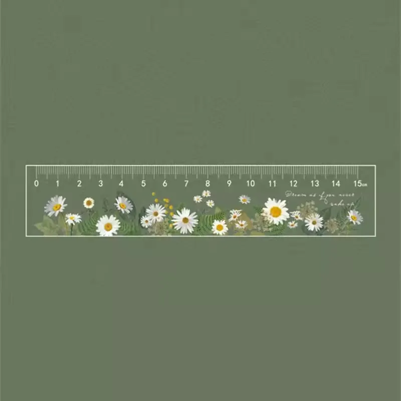 1 STKS 15 cm Daisy Rose Liniaal Bloem Ontwerp Student Leren Briefpapier Kantoor Tekening Aanpassing Meting Tool