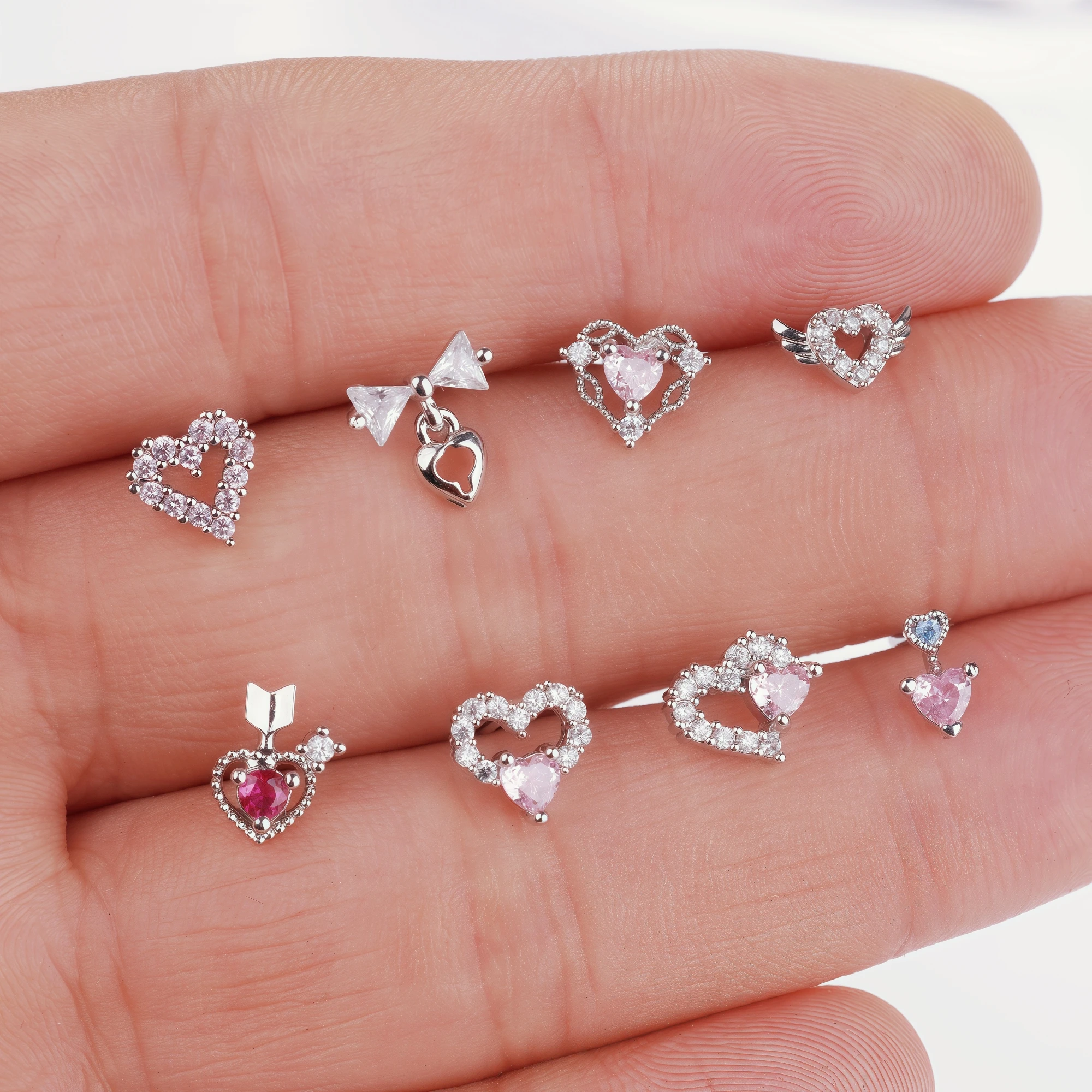 1Pcs Nose Rings Studs L Shaped Nose Rings for Women Heart Nose Nostrial Piercing Jewelry Valentine's Day Gifts