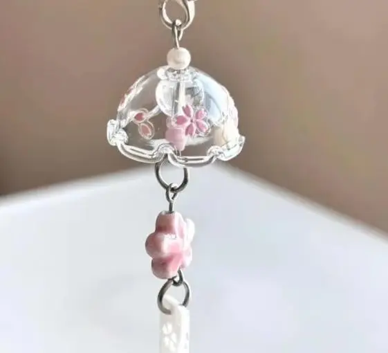 Small Fish Wind Chimes Keychain Beaded Mobile Phone Chain Earphone Case Bag Pendant Decoration Gift