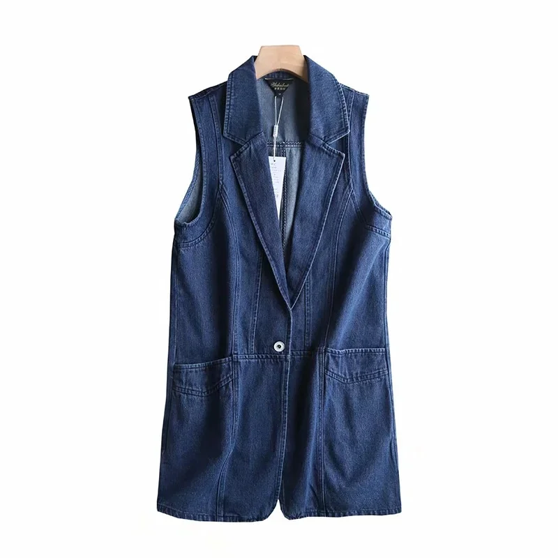 

OKXGNZ 2022 Denim Waistcoats Women Sleeveless Blazers Spring Autumn Jeans Jackets Tops Casual Lady Vests Cotton Outerwear JH416