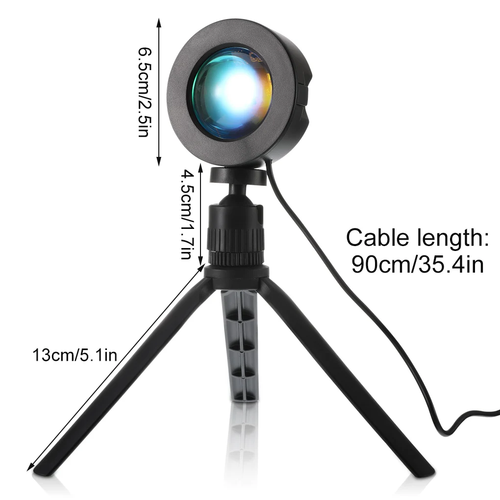 New Remote Control Sunset Projection Lamp 16 Color Room Neon Light 360° Rotating Tripod  Shooting Background Atmosphere Lights