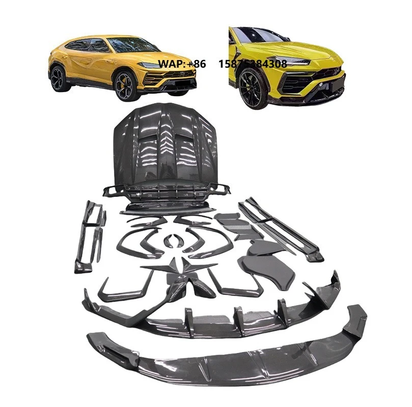 All Dry Carbon Fiber Car Accessories Bumper Lip Diffuser Side Skirt Top Style Bodykit for  Urus 2018 Body Kit