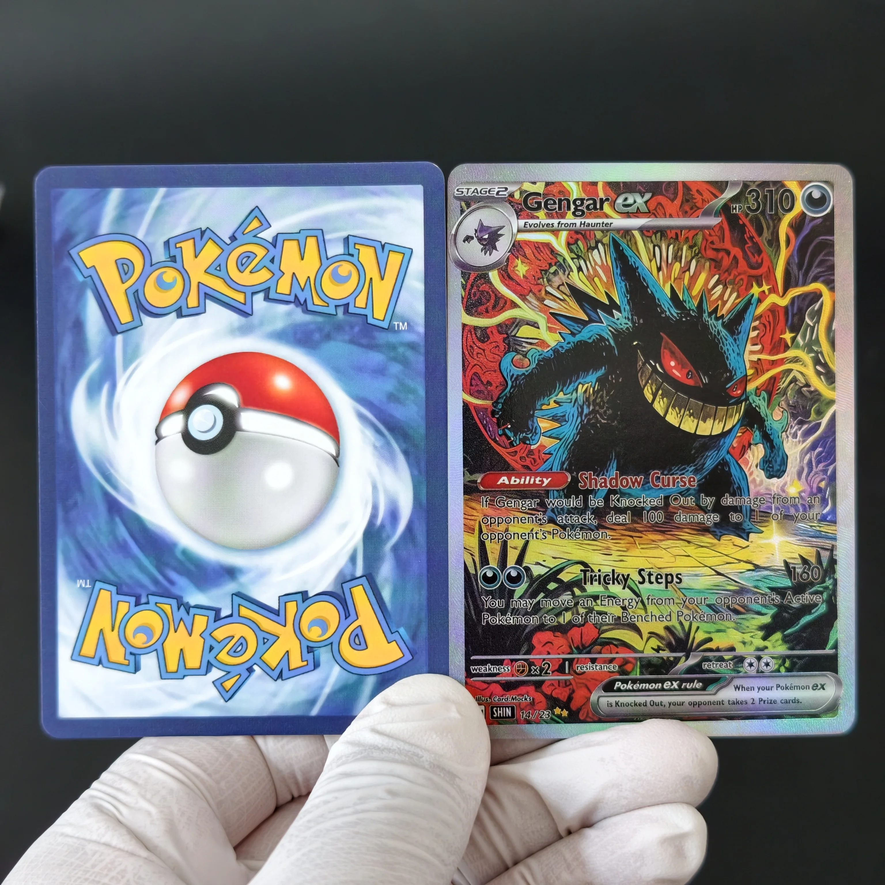 SHIN Proxy TCG Card PKM Starry Sky Neon Graffiti Style Card Gengar Espeon Vaporeon Charizard EX Classic Game Anime Cards