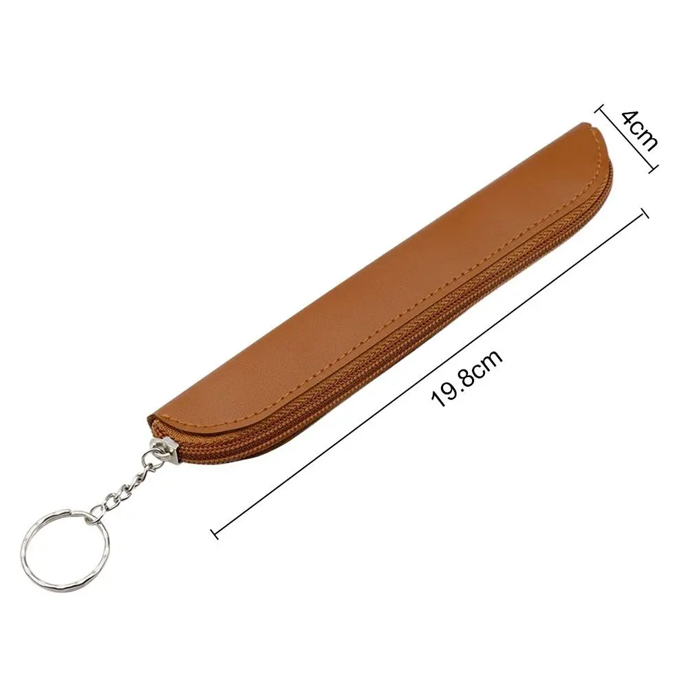 Creative Portable Pen Bag Simple Retro Style PU Pencil Bag Minimalist Tablet Stylus Protective Case Zipper Pen Case