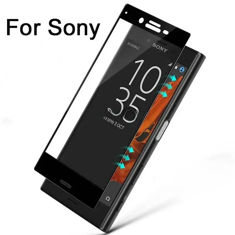 Protetor de tela para sony premium xa 1 plus xa2 ultra xz1 compact xz xzs xperia x xp, filme de vidro temperado com cobertura completa