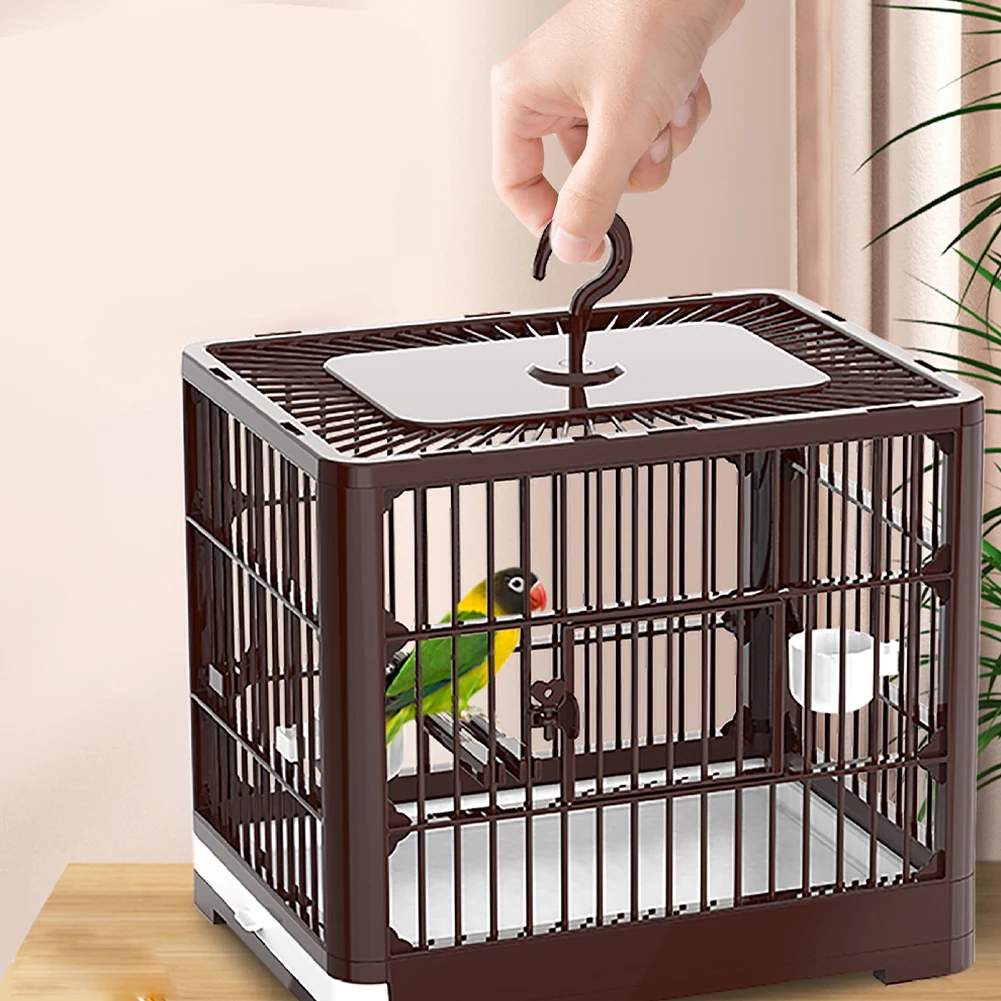 Travel Bird Cage, Bird Travel Carrier Cage With Handle, 2 Standing Pole, Food Container And 2 Cup, Fruit Fork For Cockatiels ﻿